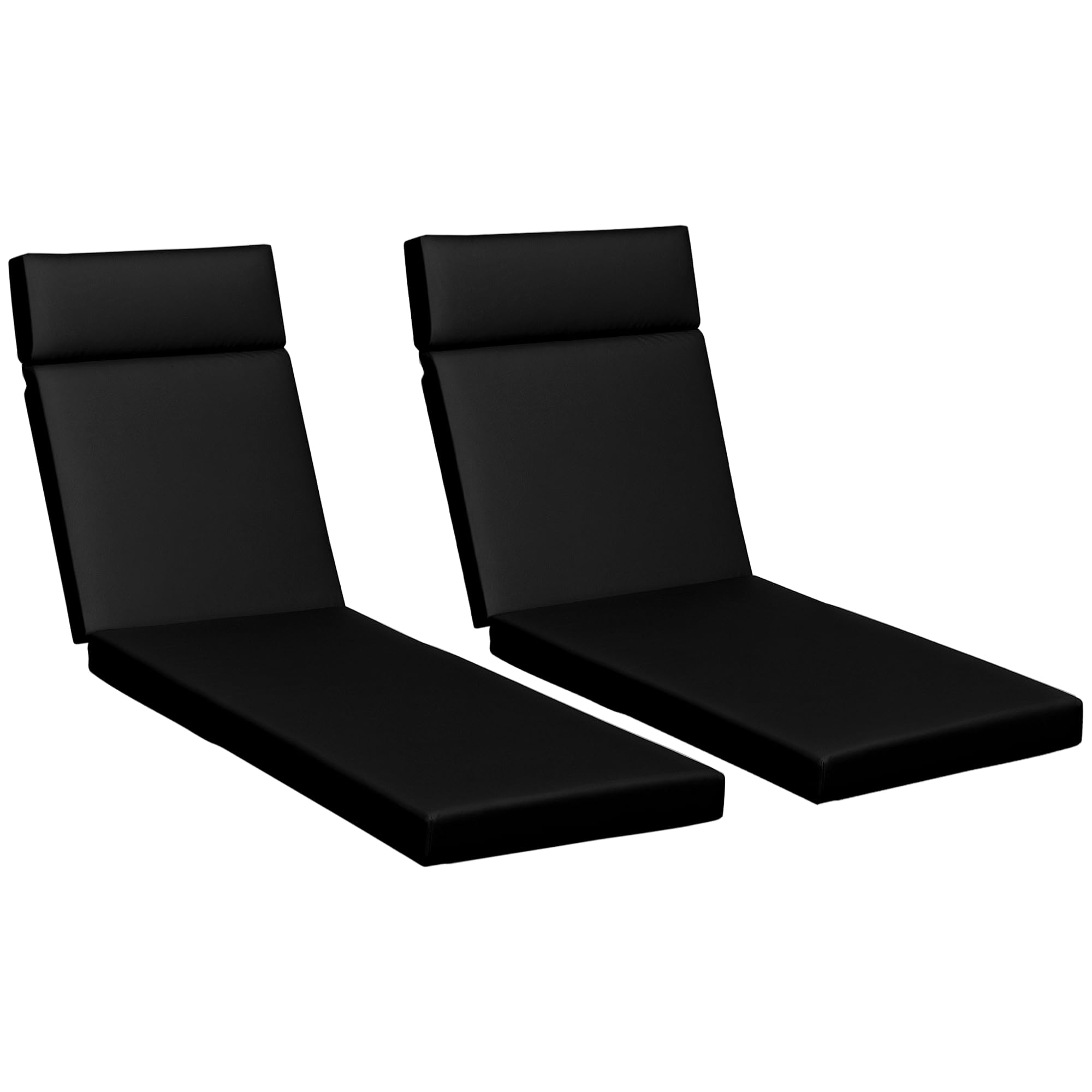 Outsunny Black Set Of 2 Sun Lounger Cushions, Replacement Cushions For Rattan Furniture With Ties, 196 X 55 Cm, Cushion Only,