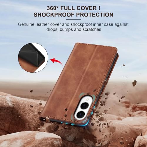 Image of Jasonyu Flip Wallet Case for Samsung Galaxy S25 Edge 5G,Brown