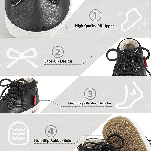 Image of CENCIRILY Baby Boys Girls High Top Sneakers Soft Soles Anti Skid Infant Ankle Shoes Toddler Prewalker First Walking Crib Shoes