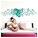 Grandora Wandtattoo Blumenranke Herz selbstklebend I türkis 150 x 38 cm I Schlafzimmer Liebe Love Schmetterlinge Wandtatoo Wandaufkleber Wandsticker W642