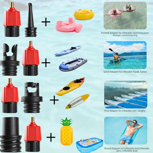 Image of CANIPHA Inflatable SUP Pump Adaptor, Paddle Board SUP Valve Adapter with 9 Standard Conventional Air Pump Nozzles for Inflatables SUP Inflator Adapter Inflatable Boat Paddle Board SUP Board