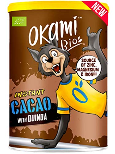 Okami Bio - Cacao Kids Instantáneo | Con Superalimentos: Maca y Quinoa | Sin Gluten, sin Lactosa 100% Vegano y Ecológico | 350gr