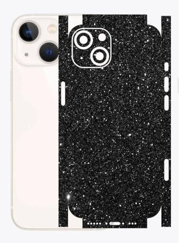 Image of AtOdds - Full Body Back Screen Guard Protector Film - 3D Textured Lamination Wrap Skin Sticker for iPhone 13 mini | Scratchproof Matte Finish (Design - Black Glitter)