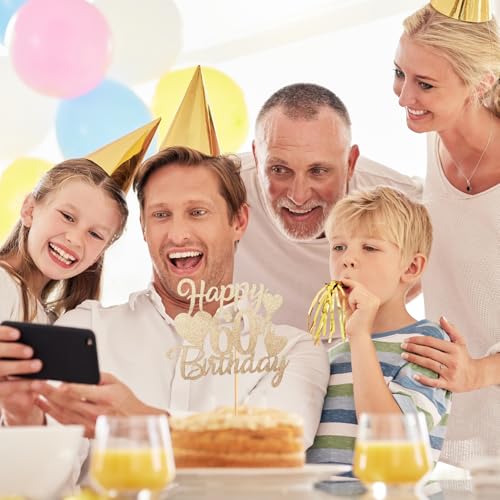 Bliceon Rose Gold Happy 60th Birthday Cake Topper, Glitter Happy 60 Cupcake Topper, Happy 60th Birthday Cake Toppers for Women Themed Party - Image 4