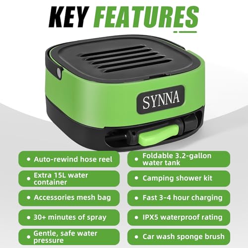 SYNNA Pulverizador eléctrico portátil inalámbrico con carrete de manguera retráctil automático miniatura 2