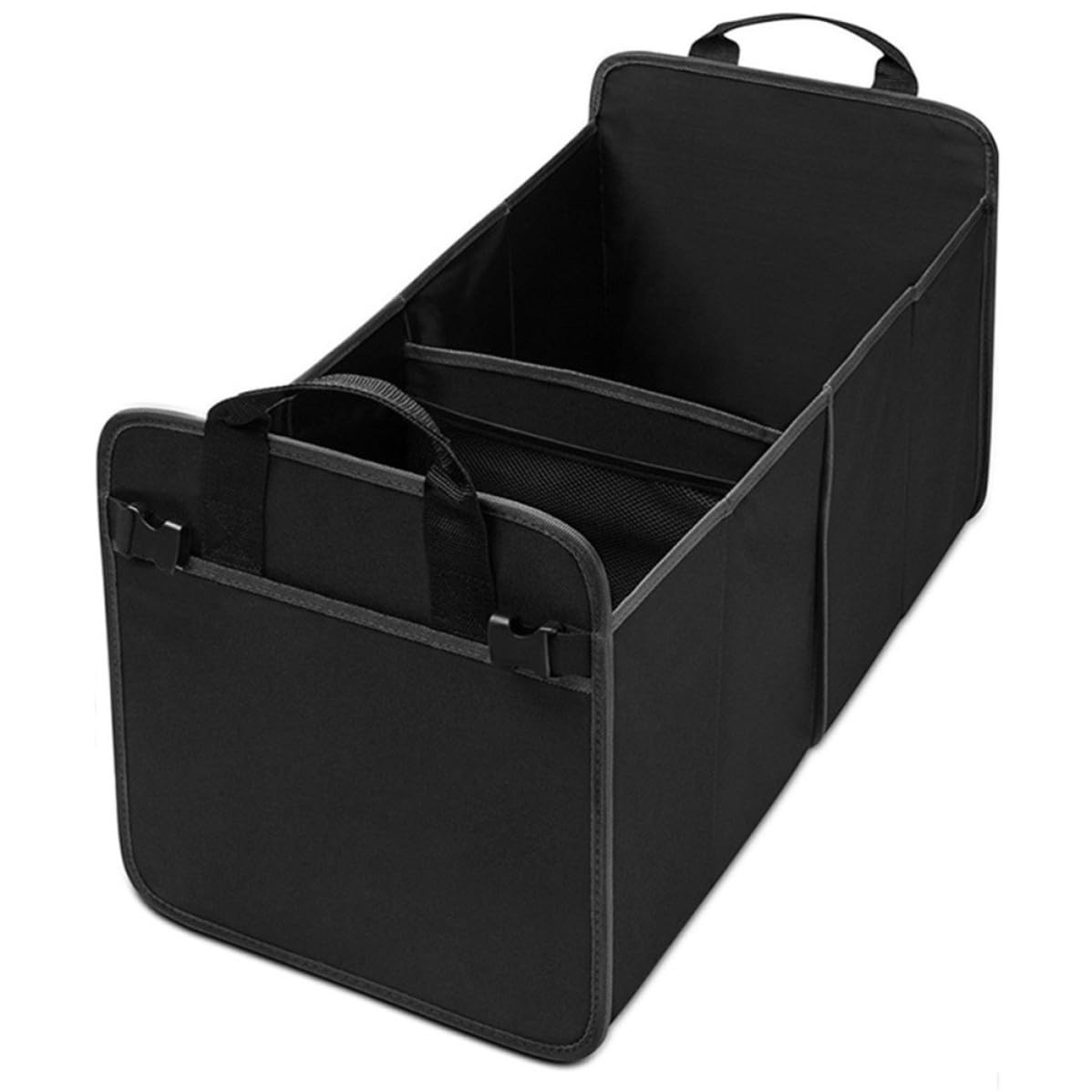 Kisangel Organisateur Grands Noir de Coffre de Voiture Oxford Tissu organiser Deux Compartiments Rangement Latéral en Filet et Équipements D'urgence et Courses la Maison