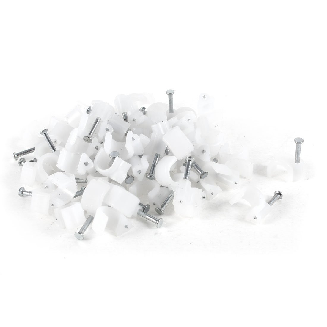 Aexit 65 Pcs Collated Nails Plastic Wall Insert 7mm Diameter Circle Cable Wire Pinner Nails Nail Clips