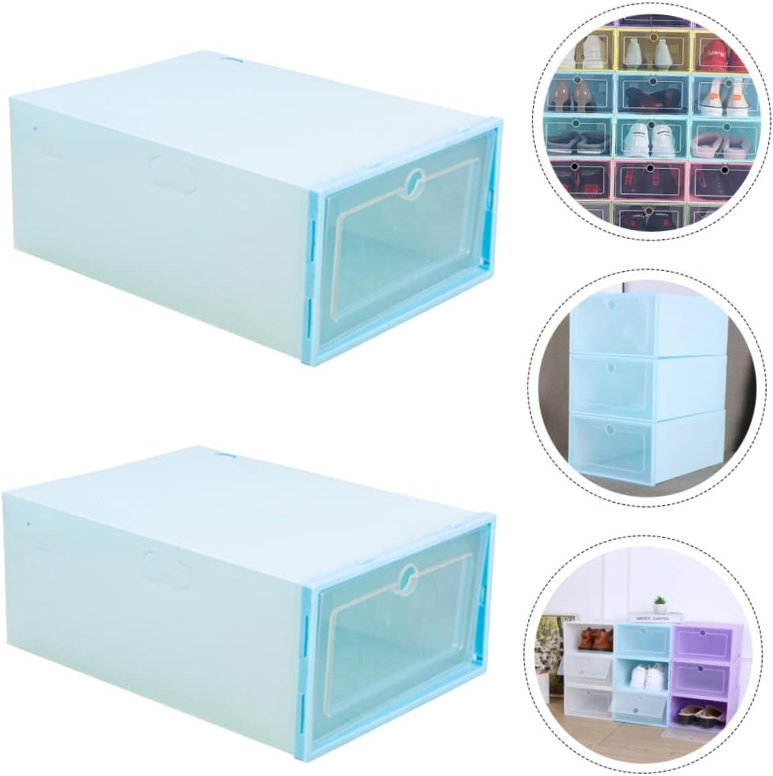 OUNONA 6pcs Stackable Transparent Shoes Box Organizer with Drawer Design for Easy Access for Shoes and Accessories and Space Saving Storage
