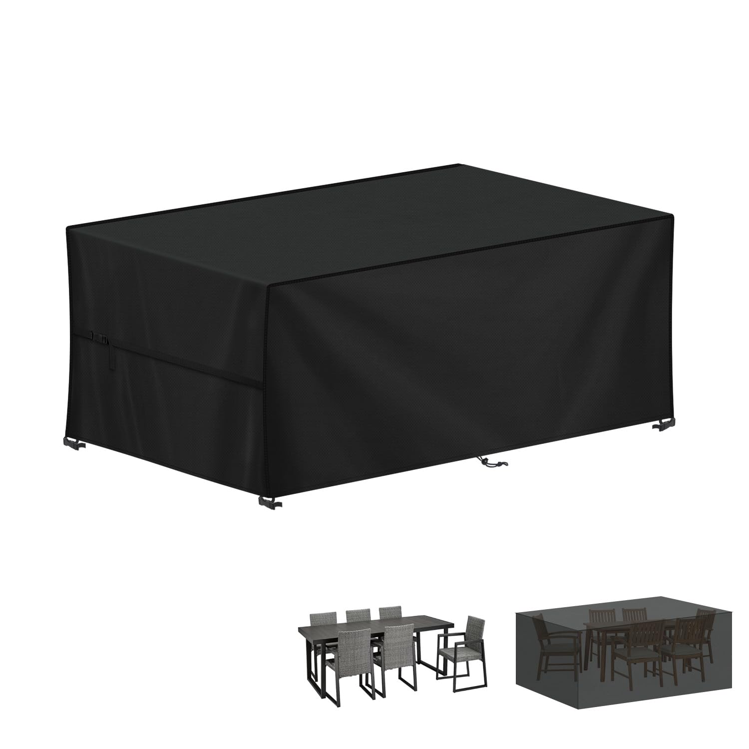 LAMUNI Large Garden Furniture Covers, 190x90x80cm Outdoor Garden Furniture Set Cover, 420D Oxford Patio Table Covers Waterproof Patio Furniture Covers for Outside Chair and Table Rattan Sofa Cover — image 1