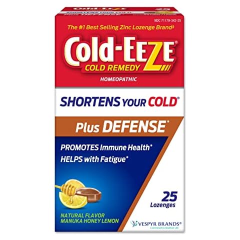 Cold-Eeze Plus Defense Natural Manuka Honey Lemon Zinc Lozenges, Homeopathic Cold Remedy, Shortens Common Cold Symptoms, Promotes Immune Health, Sambucus Nigra, Echinacea and Rose HIPS, 25 Ct. Cover
