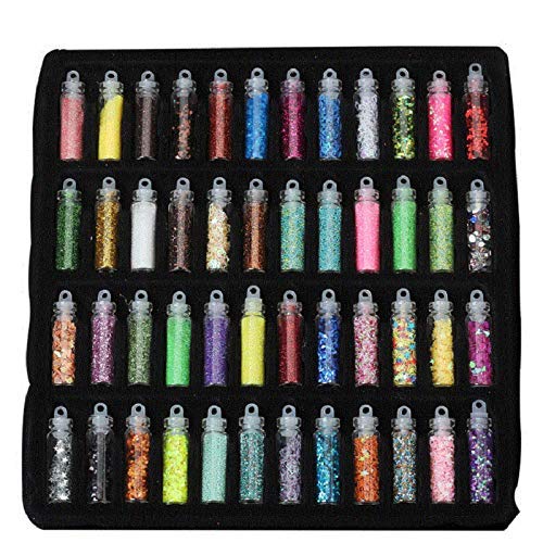 48 Bottles/Box DIY Nail Resin Glitter Sequins Crystal UV Epoxy Jewelry Making Mold Filler 3D Nail Art Tips Decoration(Multicolors)