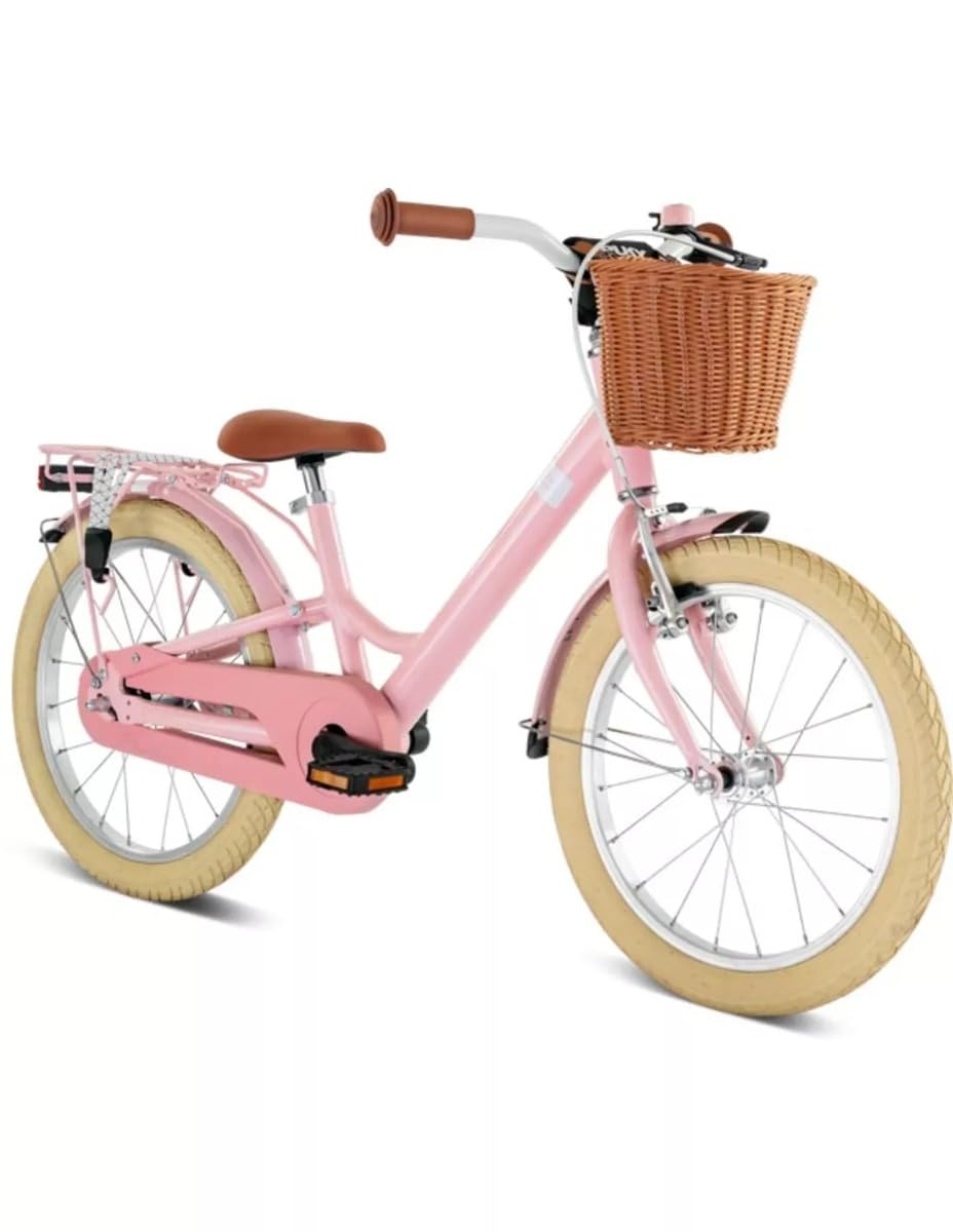 PUKY YOUKE Classic 18 | Kinderfahrrad 18 Zoll | Kinderfahrrad ab 5 Jahren | Retro Fahrrad für Kinder mit Korb & Rücktritt | Höhenverstellbar & leicht | Made in Germany