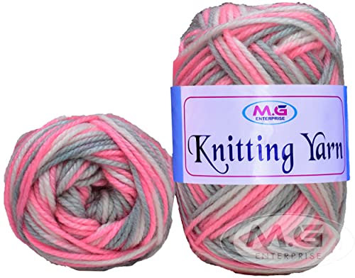 Image of M.G ENTERPRISE Knitting Yarn Thick Chunky Wool, Pink Grey 300 gm Best Used with Knitting Needles, Crochet Needles Wool Yarn for Knitting. by M.G ENTERPRISE