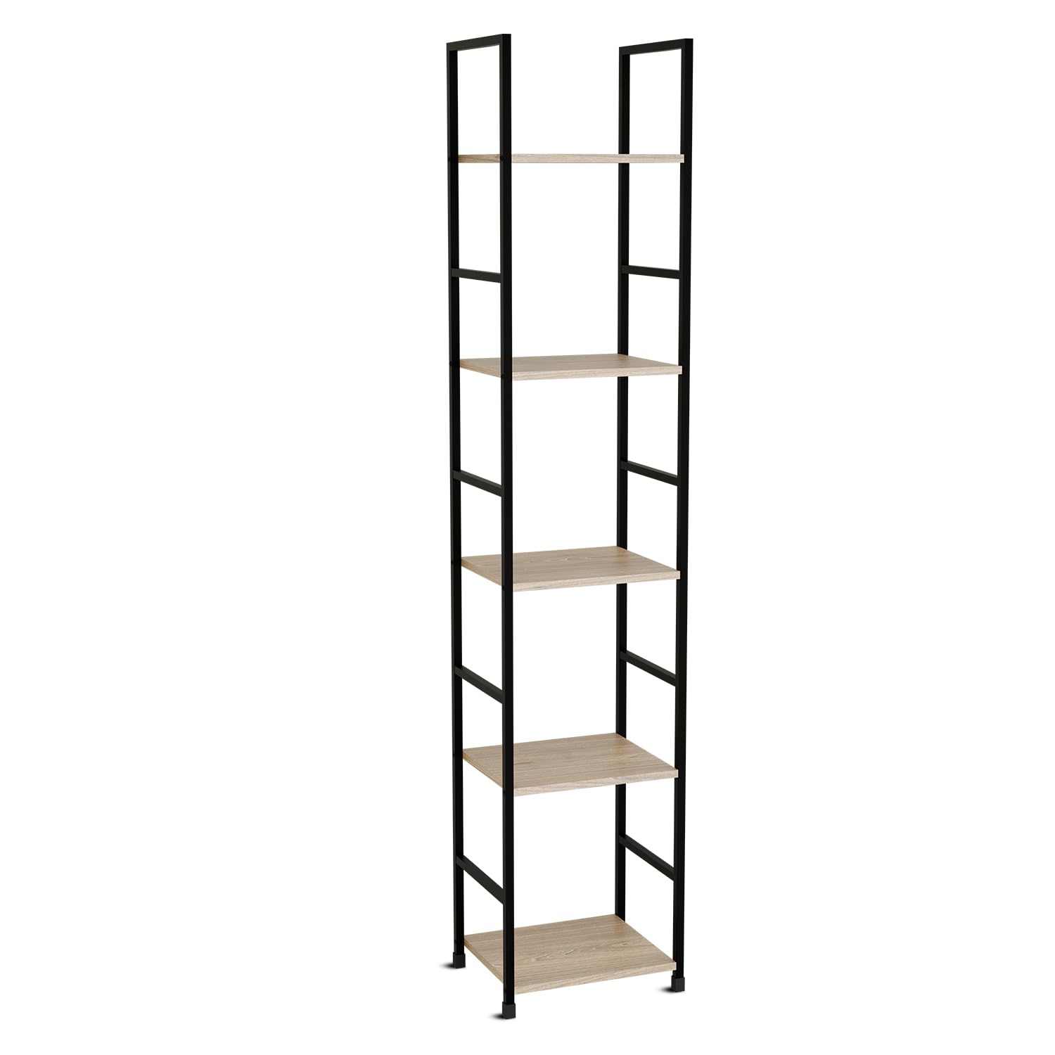 BELOFAY Book Shelf Floorstanding 5-Tier Wooden Shelving Unit with Steel Frame, Space-Saving Modern Oak Medium Book case for Office, Study, and Living Room