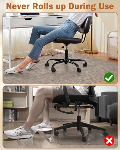 Image of Blvornl Office Chair Mat for Hardwood Floor, 35.4 inch*47.2 inch Desk Computer Chair Mat for Hard Wood, Large Anti-Slip Hard Floor Protector Rolling Chair Mat, PVC Mat Desk Rug for Office and Dark Brown