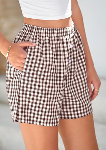 Image of PRETTYGARDEN Womens Summer Gingham Boxer Shorts