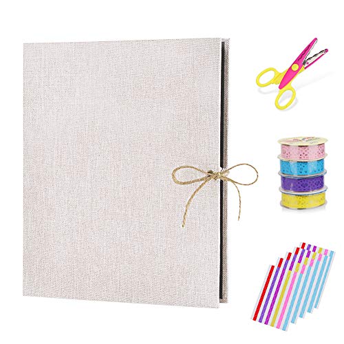 Álbum de fotos,DIAOPROTECT Lino Páginas Negras Autoadhesivas Libro de Recuerdos con 30 hojas/60 lados para niños Adultos Viaje Familiar Aniversario de Cumpleaños Regalo (Blanco)