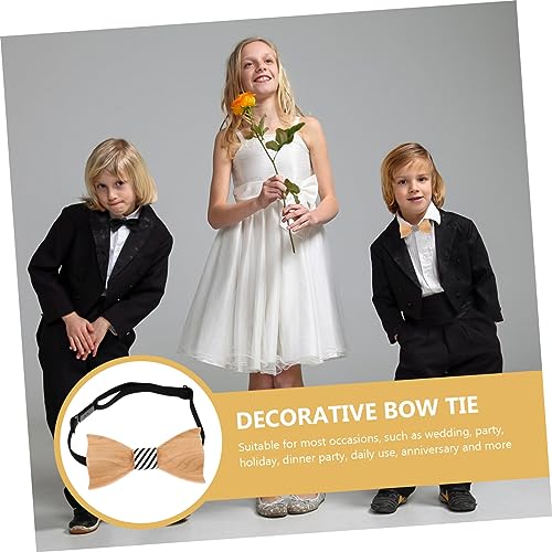 Children's 3D Wooden Bow Tie Set Pre-tied Formal Tuxedo Accessory for Boys and Girls for Parties and Special Occasions2