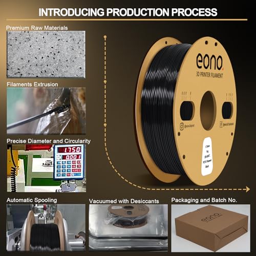 Eono PETG Filament 1,75 mm für 3D-Drucker, 1 kg schwarz