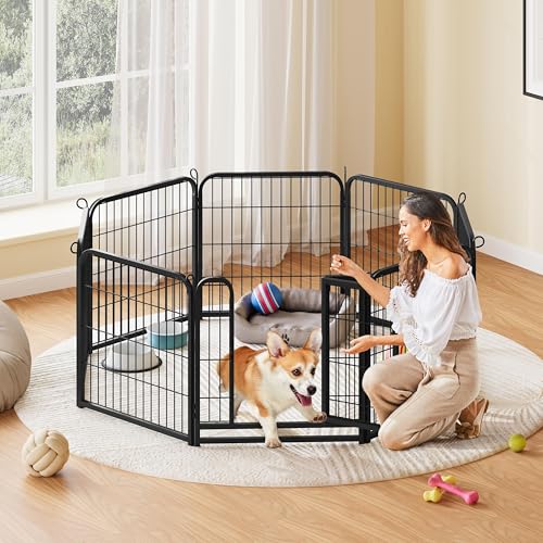 Yaheetech Welpenlaufstall 60cm hoch, 8-teilig Welpenauslauf, flexibel und faltbar, Automatische Verriegelung, Welpengitter für drinnen und draußen, Aufbau werkzeugfrei
