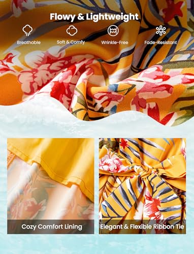Image of PATPAT Family Matching Outfits Mommy and Me Dresses Hawaiian Tropical Vacation Beach Spaghetti Strap Dress and Shirt