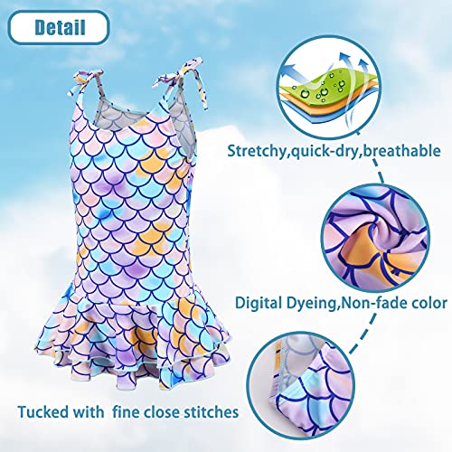 Big Girls One Piece Swimsuits Mermaid Bathing Suit For Kids Hawaiian Swimwear With Skirt Swim Dress Pink Size 12/10-12 #TOP4