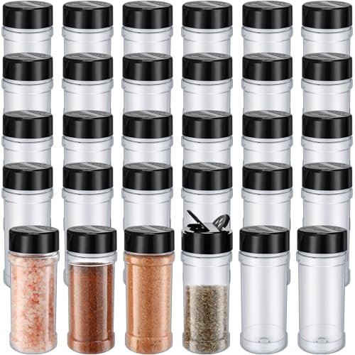 Jadive 36 Pcs Plastic Spice Jars with Shaker Lids, 8.5oz, Black