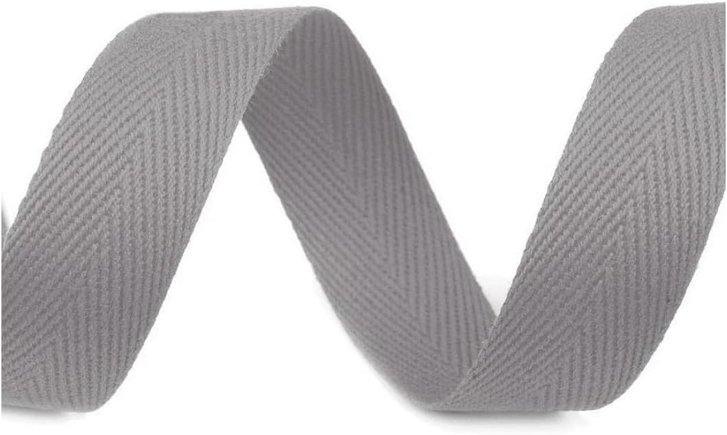 cyclingcolors Twill Tape Bias Binding Cotton Webbing Herringbone Ribbon Width 20 mm x Length 50 m Grey