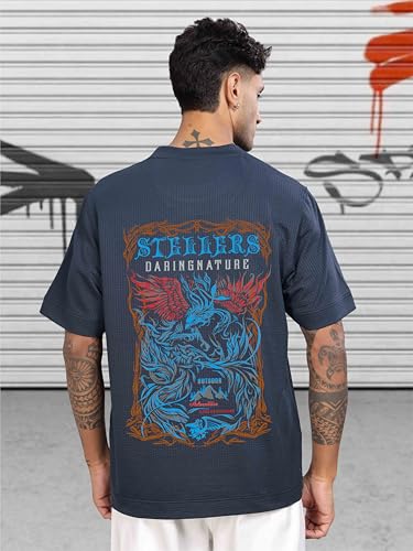 Image of STELLERS Men's Oversized Printed Half Sleeve T-Shirt | Feather Touch Feel | Odour Resistant | Anti-Static | Wrinkle Free | Quick Dry | Stretchable | Lightweight