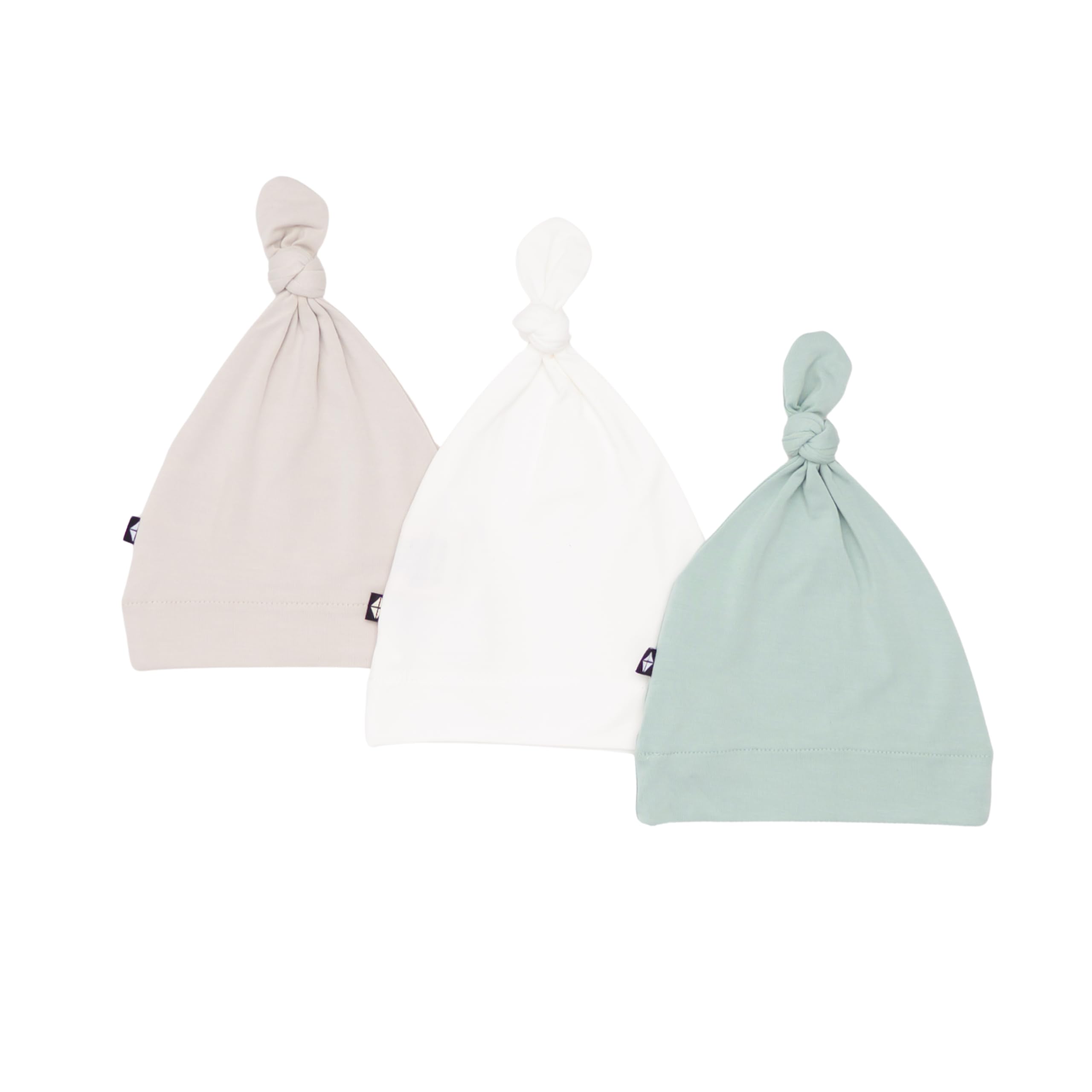 KYTE BABY Rayon Made from Bamboo Baby Beanie Hats - Super Soft Knotted Caps Available in Pattern and Solid Colors - 3 Pack, Fog/Cloud/Slate, Newborn — view 8