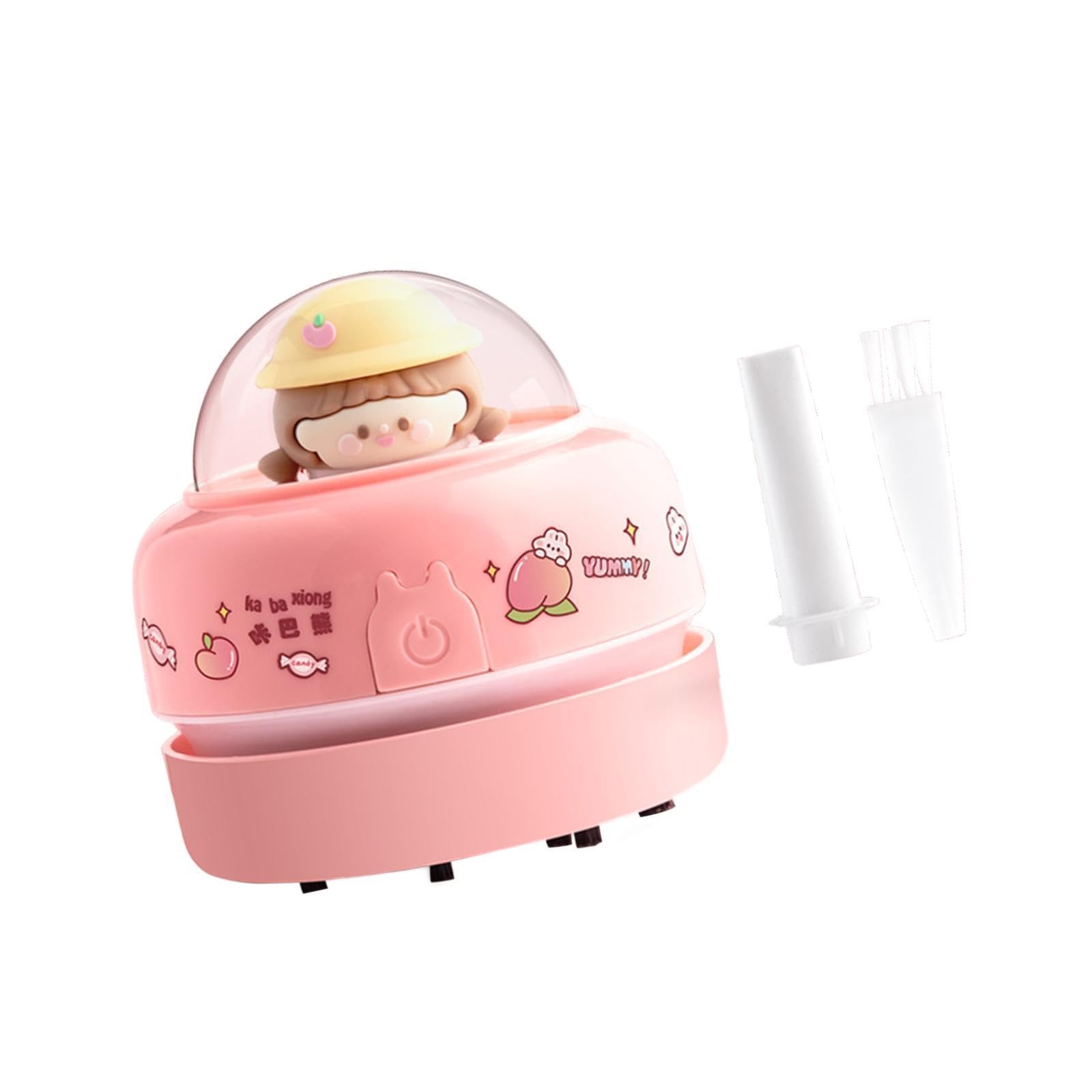 Aspirateur de Bureau Nettoyeur de Table Mini Portable pour Le Nettoyage Scolaire Gomme miettes, Rose