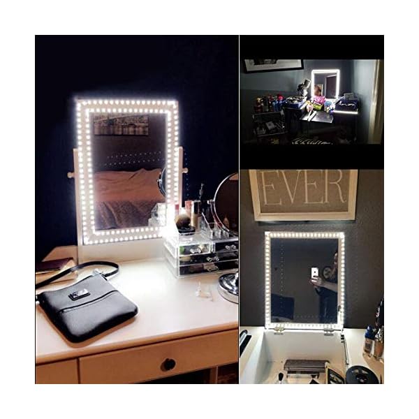 4 m LED-Schminkspiegel-Lichter-Set, biegbar, kein Zuschneiden nötig, Schminkspiegel, Garderobe, verstellbarer, flexibler Lichtleiste, Tisch-Set mit Dimmer und Netzteil, Spiegel nicht im Lieferumfang – Bild 7