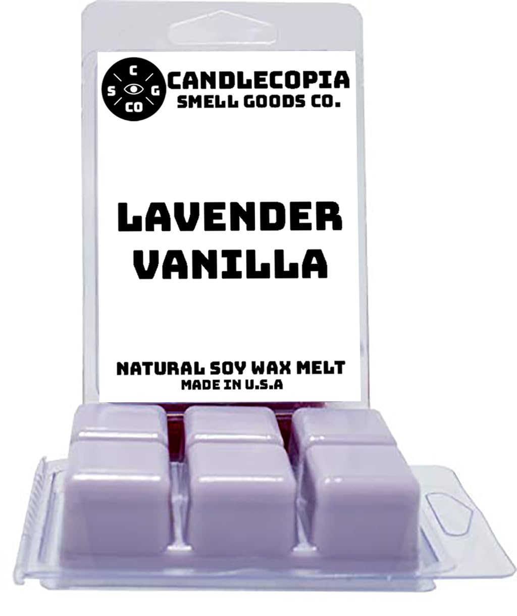 Lavender Vanilla Strongly Scented Hand Poured Vegan Wax Melts, 12 Scented Wax Cubes, 6.4 Ounces in 2 x 6-Packs