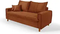 Sofá Living com Bau Multiuso 3 Lugares Suede Pes em Madeira (TerraCota)