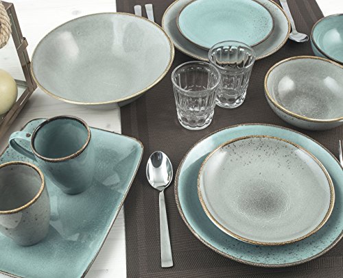 H&h set 6 piatti piani reactive azzurro cm 27