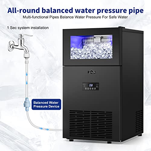 Image of Commercial Ice Maker Machine Under Counter Black, 170LBS /24H with 35LBS Ice Storage Capacity, 15 Inch Wide Stainless Steel Ice Machine Freestanding /Built-in Large Ice Machine