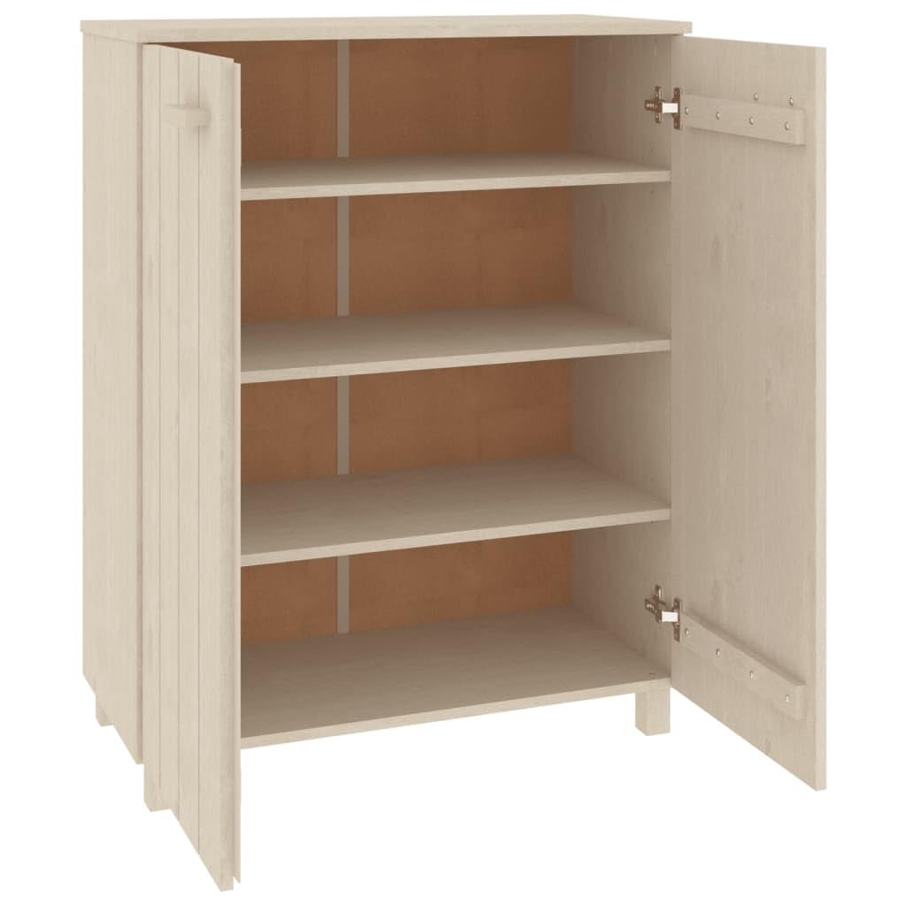 Szafka na buty Hamar miodowo-brązowa 85 x 40 x 108 cm, lite drewno sosnowe, 3 półki, wytrzymały organizer na buty przy wejściu, wysokie rozwiązanie do przechowywania
