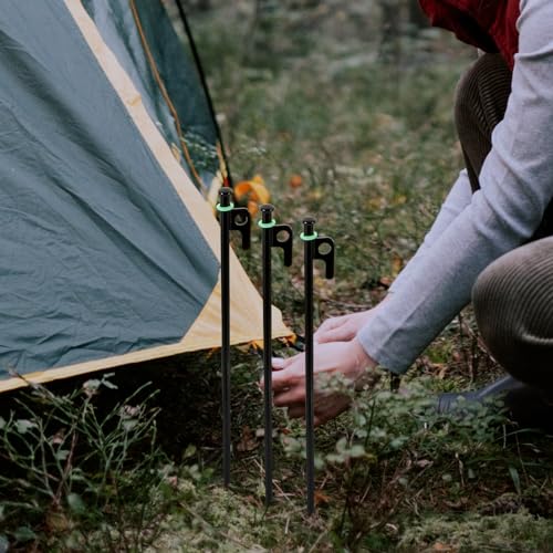 Estacas metálicas resistentes para toldos y camping con anillo noctilucente Toyvian 5