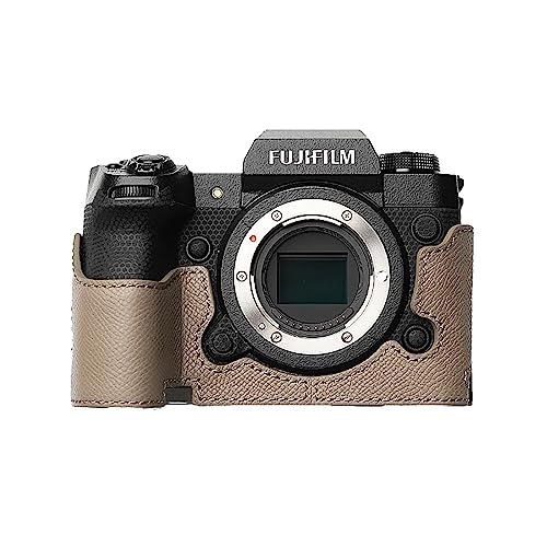 FUJIFILM X-H2用 ケース フイルム用 XH2用ボディーハーフケース バッテリーの交換でき 三脚ネジ穴付きカメラケース (B-カーキ)