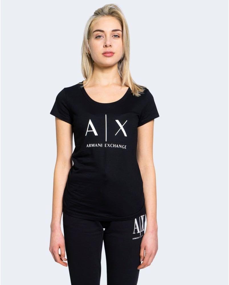 Armani Exchange Womens Scoop Neck Slim Fit Corporate Logo Tee - Image 5