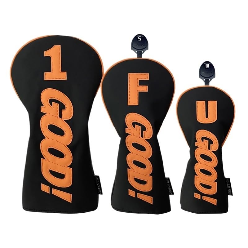 Couvre-tête de golf en bois PU noir et orange set 1 3 UT imperméable