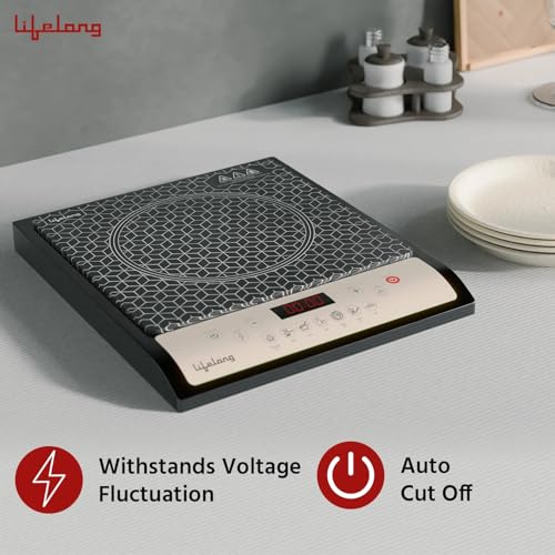Image of Lifelong LLIC102 1800W Induction Cooktop | 7 Preset Indian Menus | Auto Shut-Off | Touch Control Panel | Energy Efficient | Portable Electric Stove | 1 Year Warranty (Black)