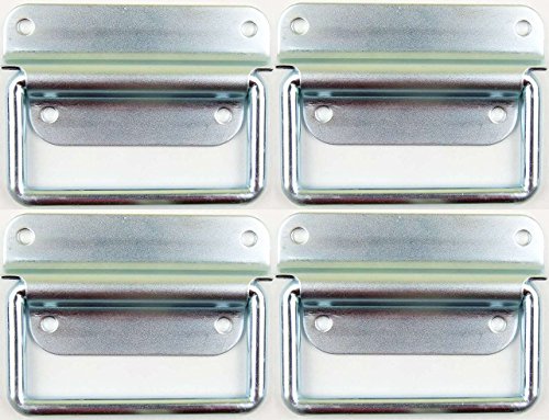Adam Hall Hardware 3440 M4 Ah – Lot de 4 klappgriff/Poignée de malle Argent 4 trous en 2 parties