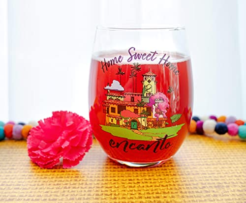 Disney Encanto Home Sweet Home Teardrop Stemless Wine Glass, Tumbler Cup For Cocktails | Holds 20 Ounces #TOP6