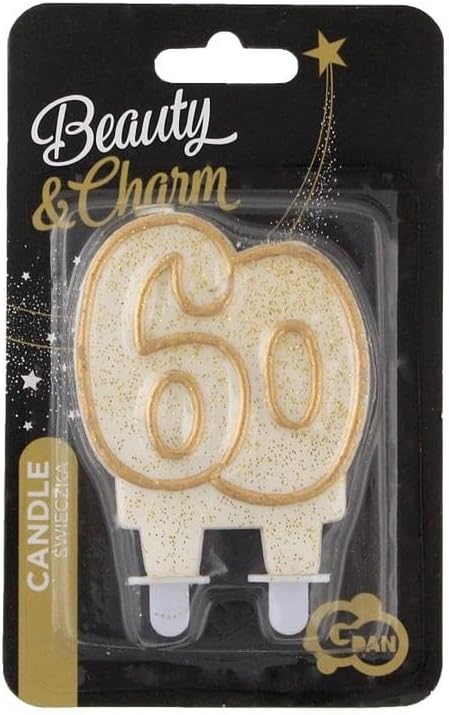 GoDan Candle Beauty & Charm Number 60, Gold Outline