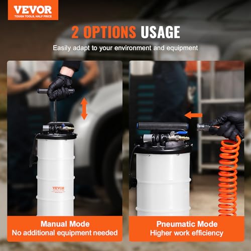 Image of VEVOR 6.5L Pneumatic /Manual Oil Extractor Pump, Fluid Extractor Pump | Fluid Change Tool for Automotive Fluids Vacuum Evacuation, Oil Change, with Dipstick and Suction Hose, All-in-One Kit, White