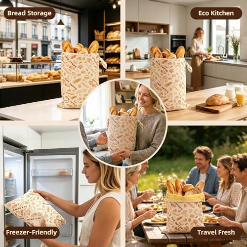 AHJ 2 Pack XL Beeswax Bread Bags for Sourdough Homemade Bread,Reusable - image 9