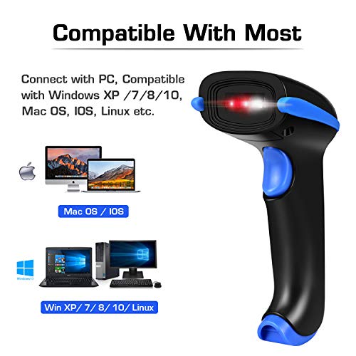 WoneNice Wireless 2D Barcode Scanner with Stand, CMOS Imager Scanner Reader Supports Read Datamatrix PDF417 QR Bar Code for Mobile Payment Computer Screen