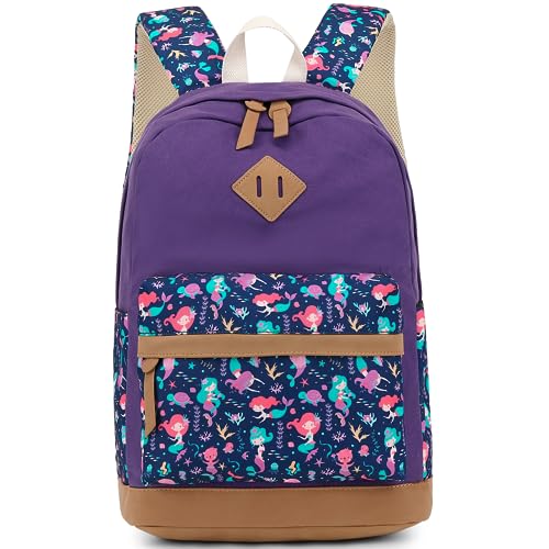 Image of Leaper School Cute Backpack for Girls: Canvas Kawaii Bookbags for Girl 10-12 Years Old - Laptop Travel Backpacks for Teens Mermaid Purple