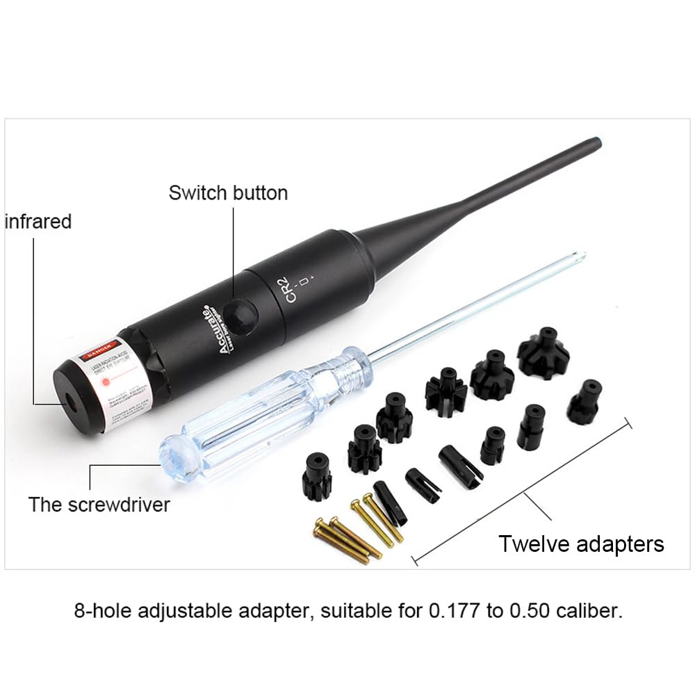 Calibreur Laser Weytoll en Alliage d'Aluminium Calibreur Sans Tour Laser Calibreur avec Adaptateur Réglable à 8 Trous pour Calibres de 0,177 à 0,50